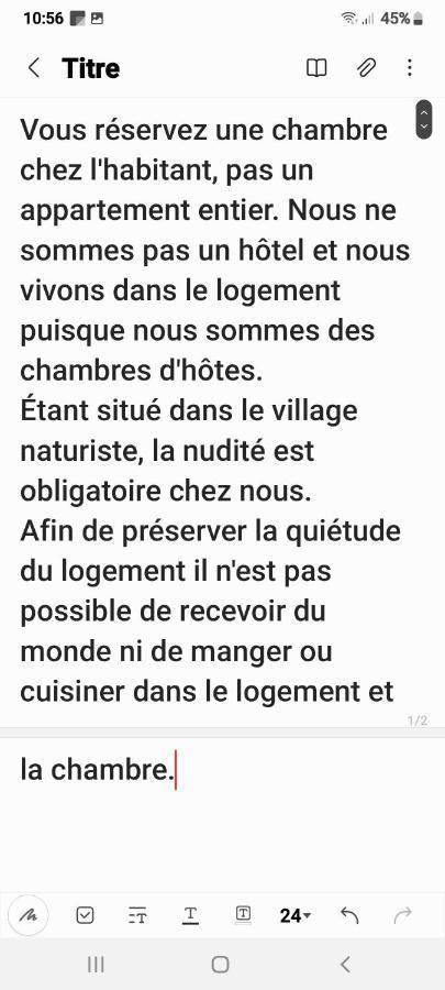 Chambres D'Hotes Naturiste, Village Naturiste Cap D'Agde, Draps, Serviette, Cafe, Menage Inclus En Fin De Sejour Bagian luar foto